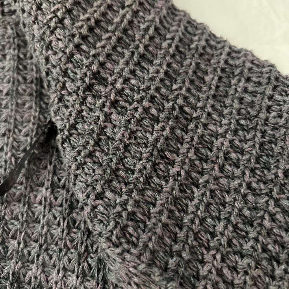 LINE Chunky Knit Cotton‎ Sweater Cardigan Purple Gray L - Picture 6 of 9